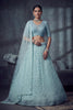 Stylish Sky Blue Net Lehenga Choli with Heavy Embroidery Work for Wedding
