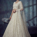 Elegant Off White Net Lehenga Choli with Heavy Embroidery Work for Wedding