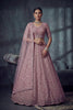 Stunning Lavender Net Lehenga Choli with Heavy Embroidery Work for Wedding