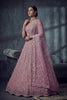 Stunning Lavender Net Lehenga Choli with Heavy Embroidery Work for Wedding
