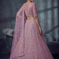 Stunning Lavender Net Lehenga Choli with Heavy Embroidery Work for Wedding