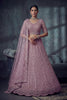 Stunning Lavender Net Lehenga Choli with Heavy Embroidery Work for Wedding