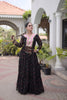 Stylish Black Faux Georgette Designer Gown with Mirror Work for Women