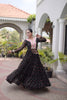Stylish Black Faux Georgette Designer Gown with Mirror Work for Women