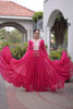 Stunning Rani Pink Faux Georgette Designer Gown with Mirror Work for Women