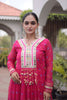 Stunning Rani Pink Faux Georgette Designer Gown with Mirror Work for Women