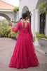 Stunning Rani Pink Faux Georgette Designer Gown with Mirror Work for Women