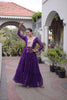 Outstanding Purple Faux Georgette Designer Gown with Mirror Work for Women