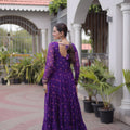 Outstanding Purple Faux Georgette Designer Gown with Mirror Work for Women
