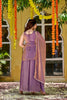 Stylish Lavender Fendy Satin Beads Embroidery Work Palazzo Suit for Women
