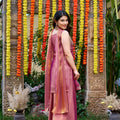 Premium Mauve Fendy Satin Beads Embroidery Work Palazzo Suit for Women