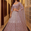 Luxury Pink Net Wedding Lehenga Choli with Embroidery Work for Women