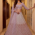 Luxury Pink Net Wedding Lehenga Choli with Embroidery Work for Women