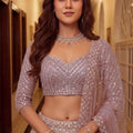 Luxury Pink Net Wedding Lehenga Choli with Embroidery Work for Women