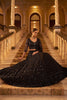 Stylish Black Net Wedding Lehenga Choli with Embroidery Work for Women