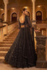Stylish Black Net Wedding Lehenga Choli with Embroidery Work for Women