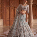 Exclusive Sky Blue Net Wedding Lehenga Choli with Embroidery Work for Women