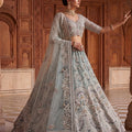 Exclusive Sky Blue Net Wedding Lehenga Choli with Embroidery Work for Women