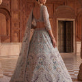 Exclusive Sky Blue Net Wedding Lehenga Choli with Embroidery Work for Women