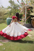 Graceful White and Maroon Roman Silk Navratri Lehenga Choli with Kutchi Gamthi Embroidery Work