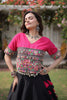 Stylish Black and Rani Pink Roman Silk Navratri Lehenga Choli with Kutchi Gamthi Embroidery Work