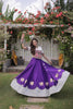 Beautiful White and Purple Roman Silk Navratri Lehenga Choli with Kutchi Gamthi Embroidery Work