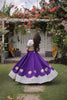 Beautiful White and Purple Roman Silk Navratri Lehenga Choli with Kutchi Gamthi Embroidery Work