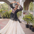 Elegant Black Cotton Navratri Lehenga Choli with Kutchi Gamthi Patch Work for Women
