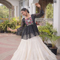 Elegant Black Cotton Navratri Lehenga Choli with Kutchi Gamthi Patch Work for Women