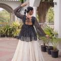 Elegant Black Cotton Navratri Lehenga Choli with Kutchi Gamthi Patch Work for Women