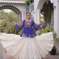 Charming Purple Cotton Navratri Lehenga Choli with Kutchi Gamthi Patch Work for Women