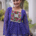 Charming Purple Cotton Navratri Lehenga Choli with Kutchi Gamthi Patch Work for Women