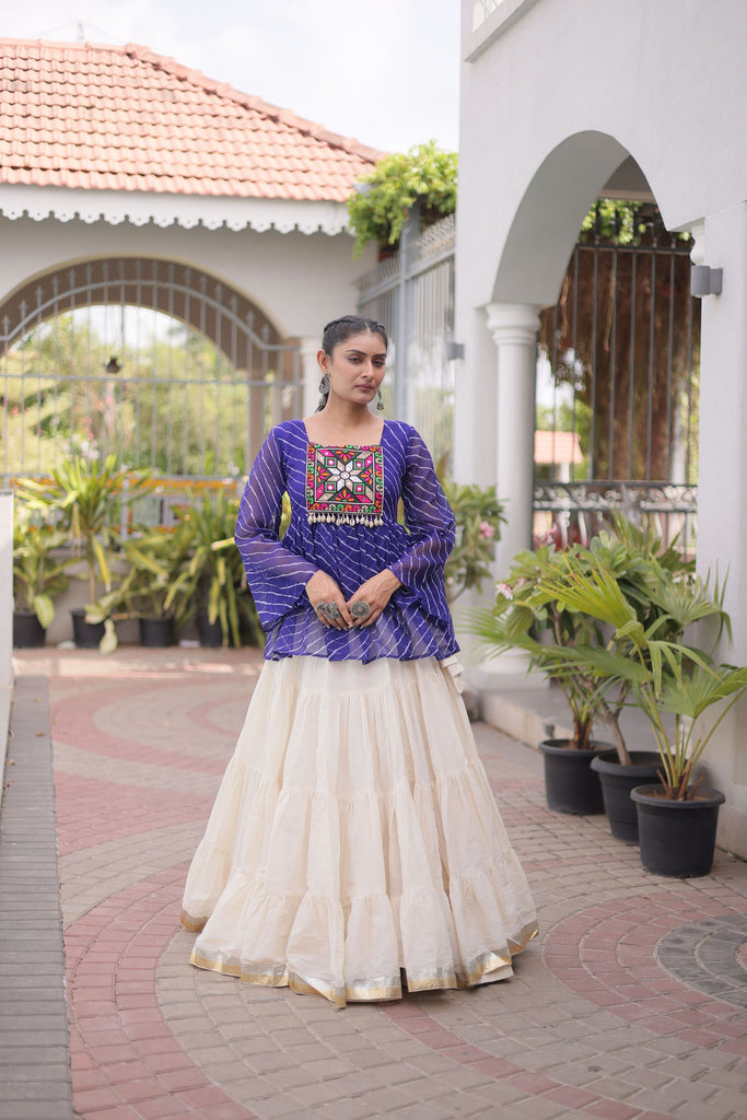 Charming Purple Cotton Navratri Lehenga Choli with Kutchi Gamthi Patch Work for Women
