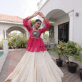 Lovely Rani Pink Cotton Navratri Lehenga Choli with Kutchi Gamthi Patch Work for Women