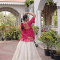 Lovely Rani Pink Cotton Navratri Lehenga Choli with Kutchi Gamthi Patch Work for Women