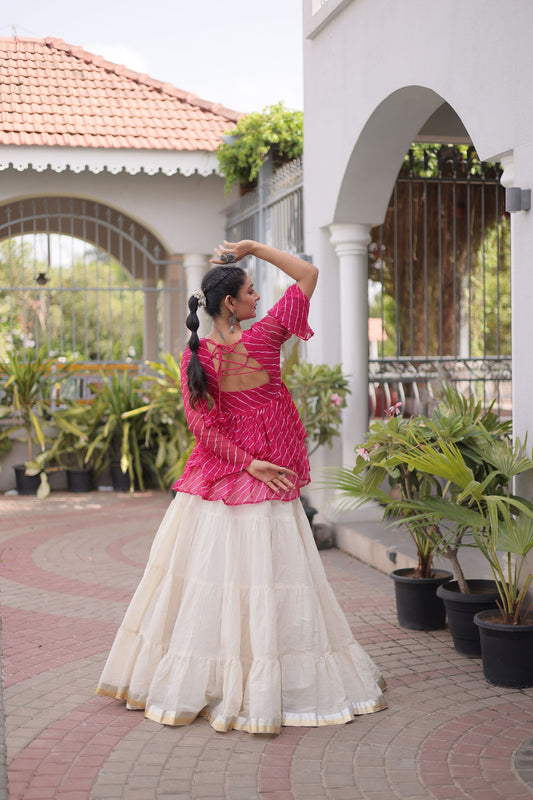 Lovely Rani Pink Cotton Navratri Lehenga Choli with Kutchi Gamthi Patch Work for Women