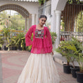 Lovely Rani Pink Cotton Navratri Lehenga Choli with Kutchi Gamthi Patch Work for Women