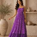 Awesome Purple Faux Georgette Digital Printed Readymade Kurti with Palazzo Set for Women