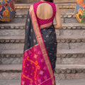 Elegant Black Soft Silk Woven Jari Jacquard Designer Saree for Women