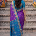 Royal Purple Soft Silk Woven Jari Jacquard Designer Saree for Women