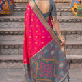 Beautiful Rani Pink Soft Silk Woven Jari Jacquard Designer Saree for Women