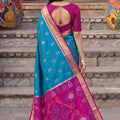 Royal Turquoise Blue Soft Silk Woven Jari Jacquard Designer Saree for Women