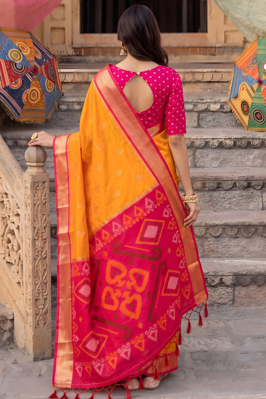 Vibrant Orange Soft Silk Woven Jari Jacquard Designer Saree for Women