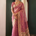 Beautiful Pink Tissue Silk Woven Jacquard Designer Saree for Women