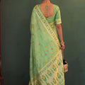 Stunning Mint Green Tissue Silk Woven Jacquard Designer Saree for Women