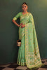 Stunning Mint Green Tissue Silk Woven Jacquard Designer Saree for Women