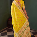 Graceful Yellow Tissue Silk Woven Jacquard Designer Saree for Women