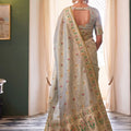 Royal Sky Blue Tissue Silk Woven Jacquard Designer Saree for Women