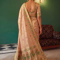 Premium Beige Tissue Silk Woven Jacquard Designer Saree for Women