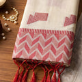 Amazing Off White Linen Woven Resham Designer Saree for Women
